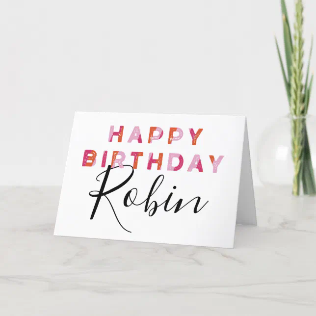 Pink Letters Simple Style Personalized Birthday Card | Zazzle