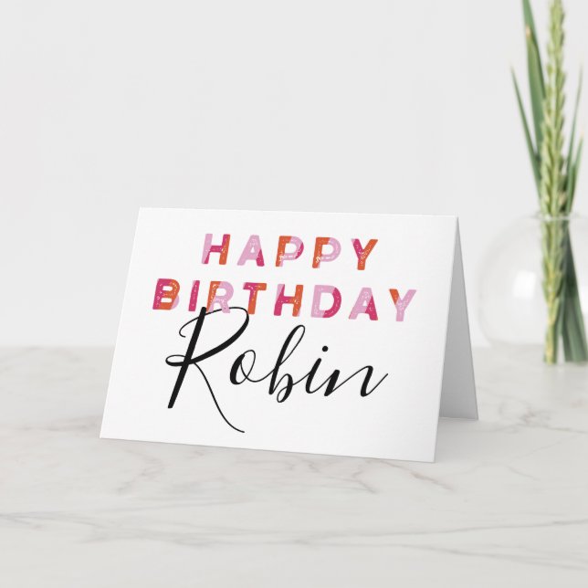 Pink Letters Simple Style Personalized Birthday Card (Front)