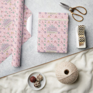 Pink Letters Teacher School Pattern Wrapping Paper