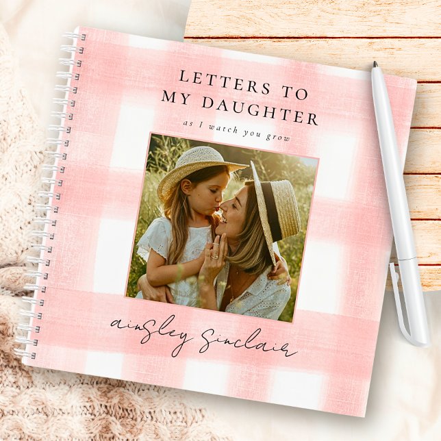 Pink Letters to My Daughter Keepsake Gingham Photo Notebook (Creator Uploaded)