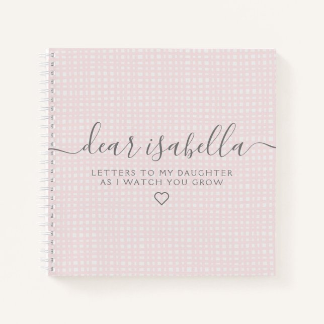 Pink Letters to My Daughter Keepsake Memory Notebook (Front)