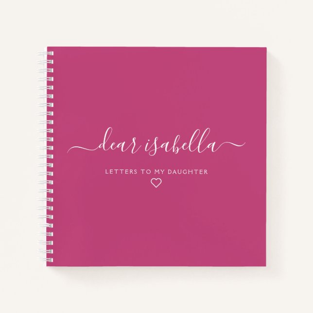 Pink Letters to My Daughter | Keepsake Memory Notebook (Front)