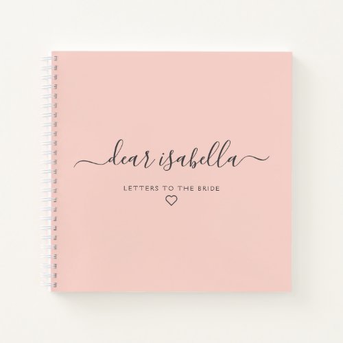 Pink Letters to the Bride Keepsake Memory Notebook