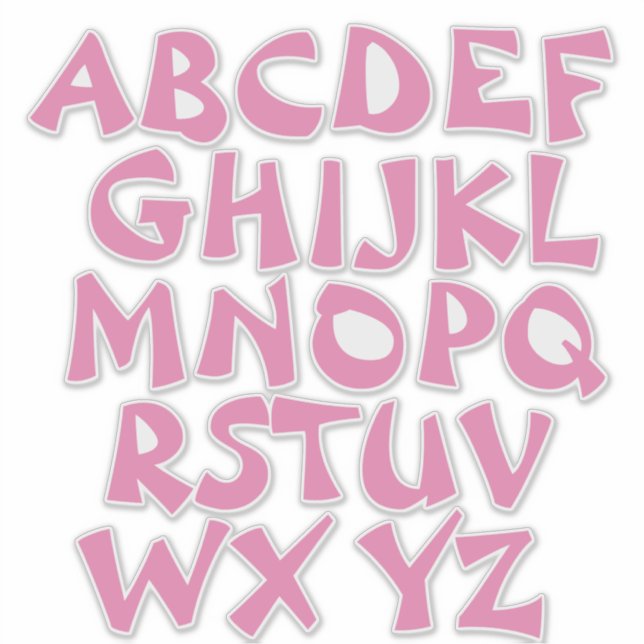 Pink Letters Transparent Alphabet Wall Sticker (Front)