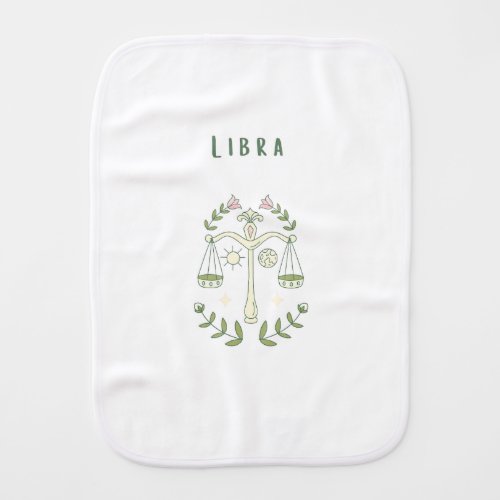 Pink Libra, zodiac, star sign  Baby Burp Cloth