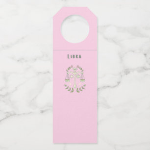 Pink Libra, zodiac, star sign Bottle Hanger Tag