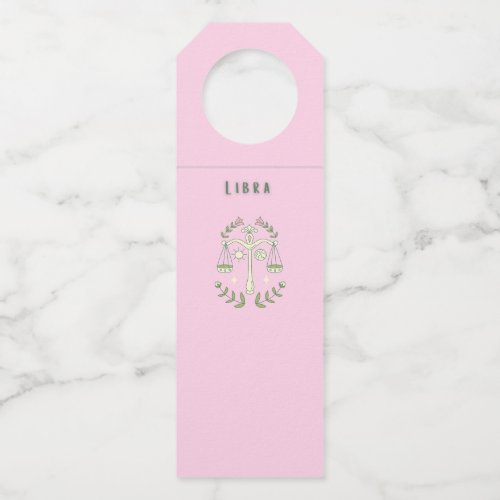Pink Libra, zodiac, star sign Bottle Hanger Tag