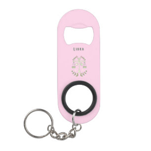 Pink Libra, zodiac, star sign Keychain Bottle Opener