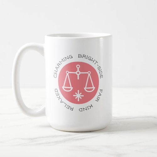 Pink Libra Zodiac Star Sign Personality Trait Coffee Mug