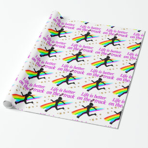 PINK LIFE IS BETTER ON THE TRACK DESIGN WRAPPING PAPER