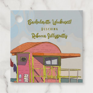 Pink Lifeguard Vibes Bachelorette Weekend Favor Tags