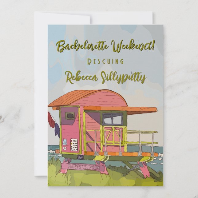 Pink Lifeguard Vibes Bachelorette Weekend Invitation (Front)