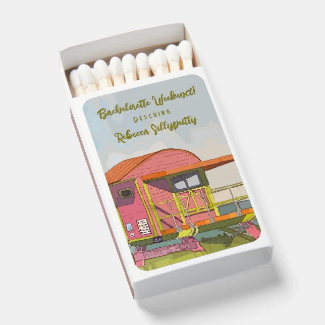 Pink Lifeguard Vibes Bachelorette Weekend Matchboxes (Front Open)