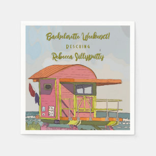 Pink Lifeguard Vibes Bachelorette Weekend Napkins
