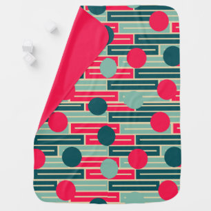 Pink, Light Blue, Teal Rectangles and Circles Baby Blanket