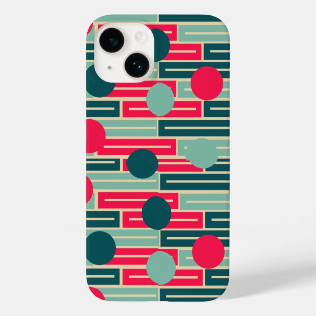 Pink, Light Blue, Teal Rectangles and Circles  Case-Mate iPhone Case (Back)