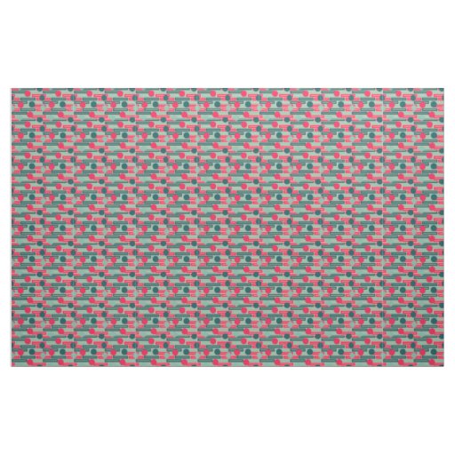 Pink, Light Blue, Teal Rectangles and Circles  Fabric