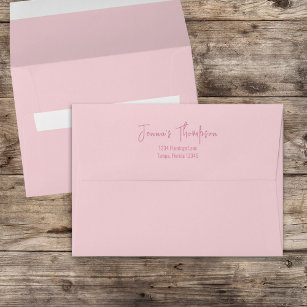 Simple Blush Pink Lined Return Address Envelope