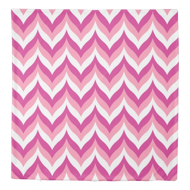 Pink Light Pink And White Zigzag Chevron Duvet Cover (Back)