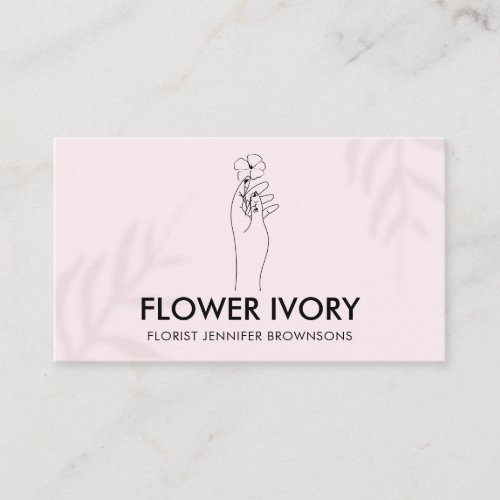 Pink Light Simple Clean Hand Hold Flower Business  Business Card