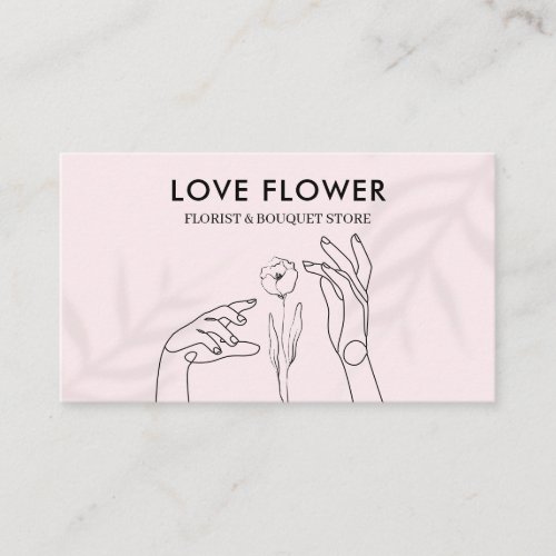 Pink Light Touching the Flower with Hands Business Card