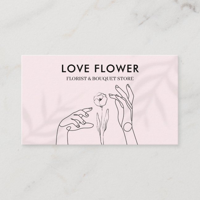 Pink Light Touching the Flower with Hands Business Card
