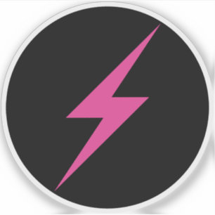 Pink Lightning Bolt Of Feminism (on black) Sticker