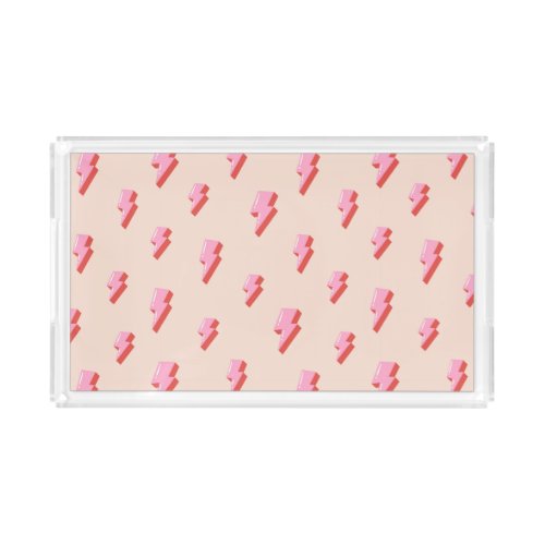 Pink Lightning Bolt Pattern Acrylic Tray