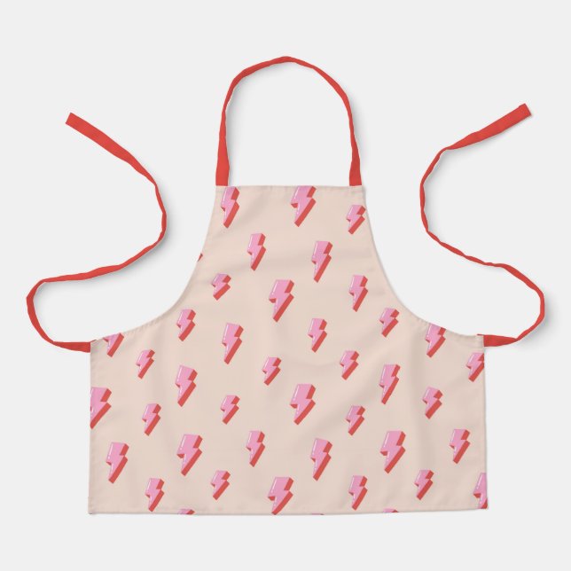 Pink Lightning Bolt Pattern Apron (Front)