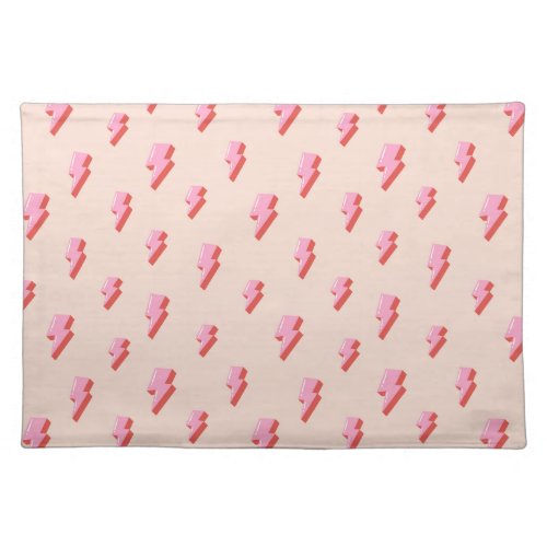 Pink Lightning Bolt Pattern Cloth Placemat