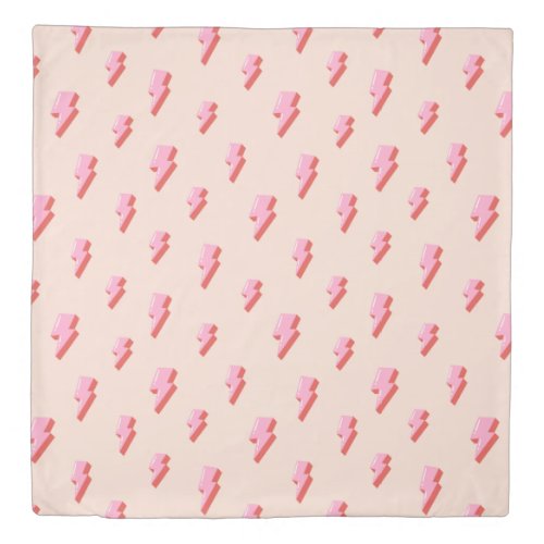 Pink Lightning Bolt Pattern Duvet Cover