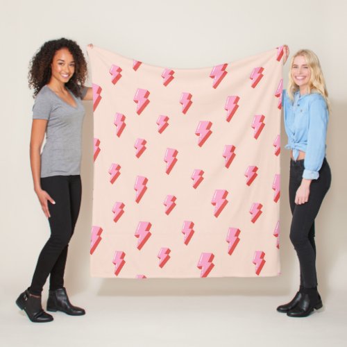 Pink Lightning Bolt Pattern Fleece Blanket
