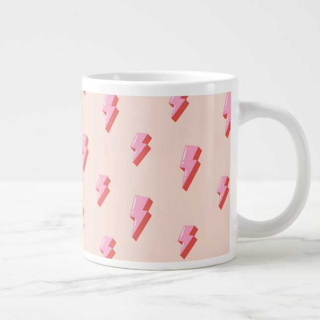 Pink Lightning Bolt Pattern Giant Coffee Mug (Right)