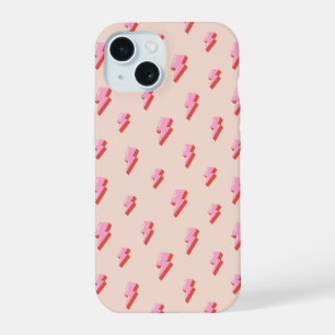 Pink Lightning Bolt Pattern iPhone 15 Case