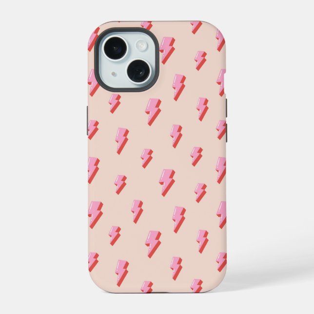 Pink Lightning Bolt Pattern Iphone Case (Back)