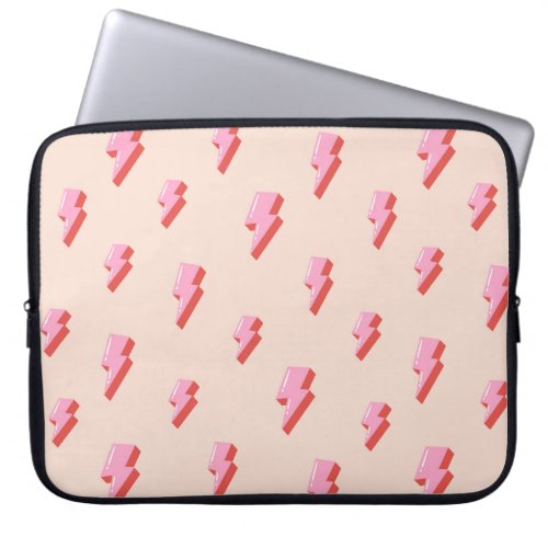 Pink Lightning Bolt Pattern Laptop Sleeve