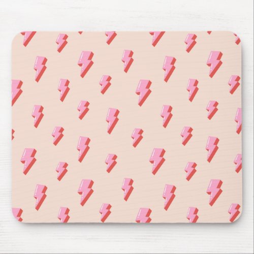 Pink Lightning Bolt Pattern Mouse Pad