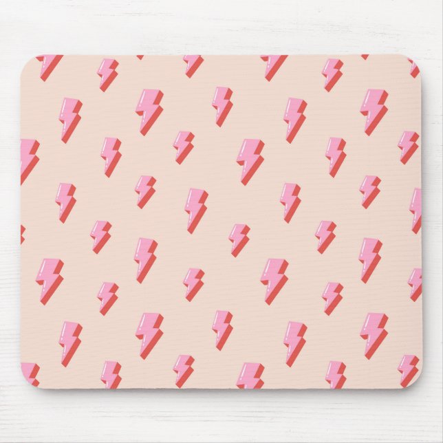 Pink Lightning Bolt Pattern Mouse Pad (Front)