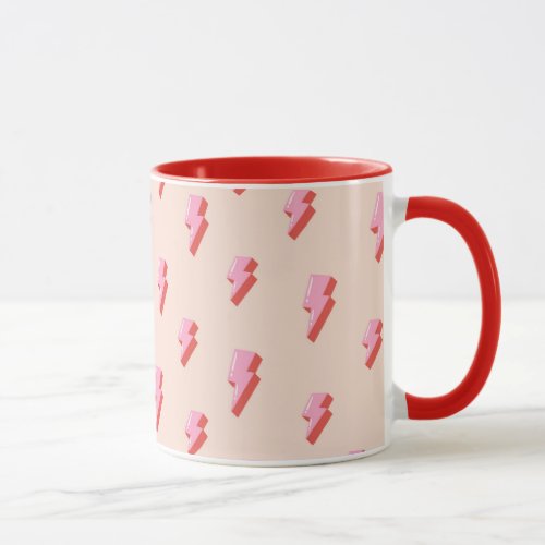 Pink Lightning Bolt Pattern Mug