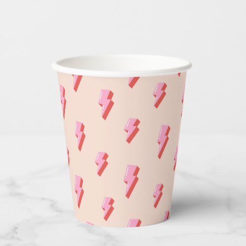 Pink Lightning Bolt Pattern Paper Cups