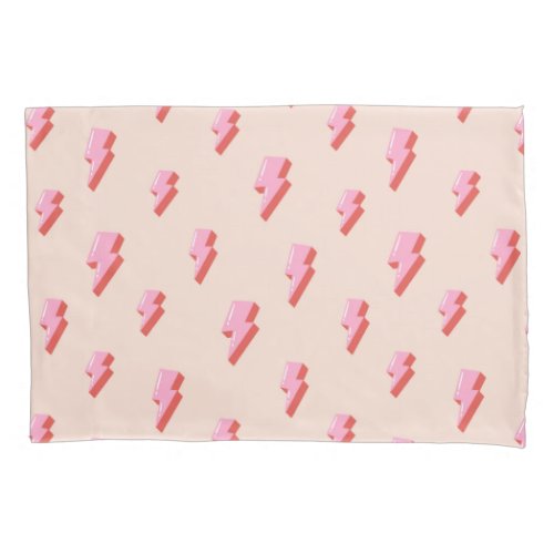 Pink Lightning Bolt Pattern Pillow Case