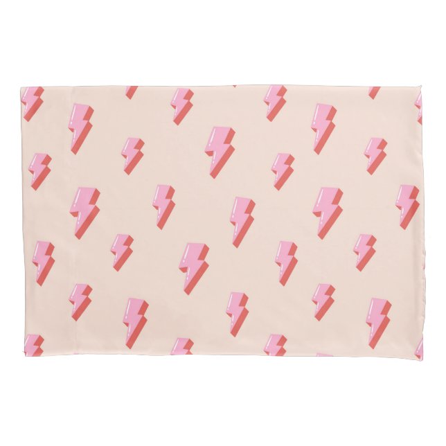 Pink Lightning Bolt Pattern Pillow Case (Front-Left)