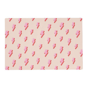 Pink Lightning Bolt Pattern Placemat