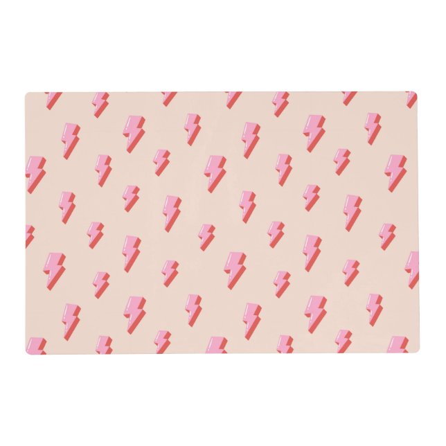 Pink Lightning Bolt Pattern Placemat (Front)