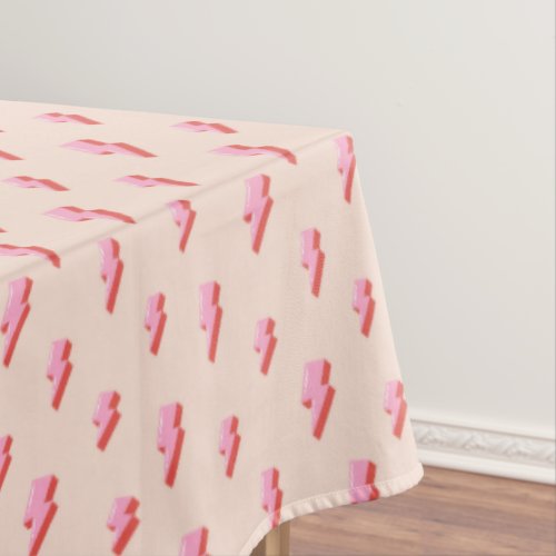 Pink Lightning Bolt Pattern Tablecloth