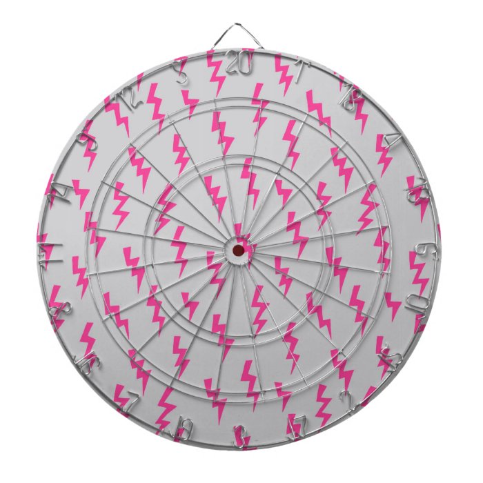 Pink Lightning Bolts Dart Board