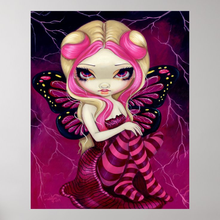 Pink Lightning fantasy fairy Art Print | Zazzle