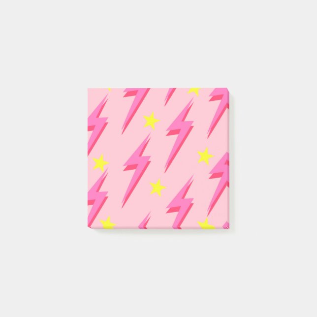 Pink Lightning Post-it Notes Stylish Organization (Front)
