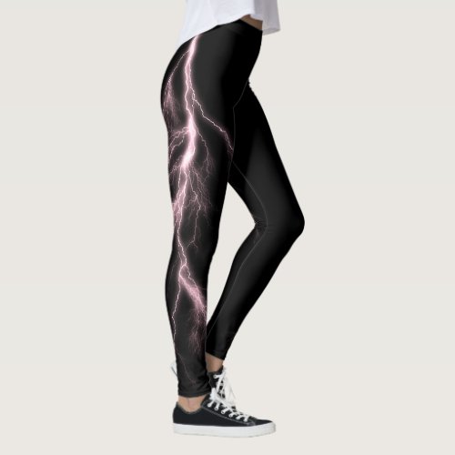 Pink Lightning Strikes Spandex Leggings