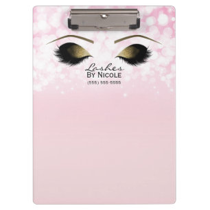 Pink Lights Gold Makeup Eyes Lashes Personalized Clipboard